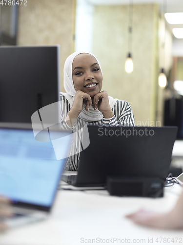 Image of African muslim businesswoman portrait at office