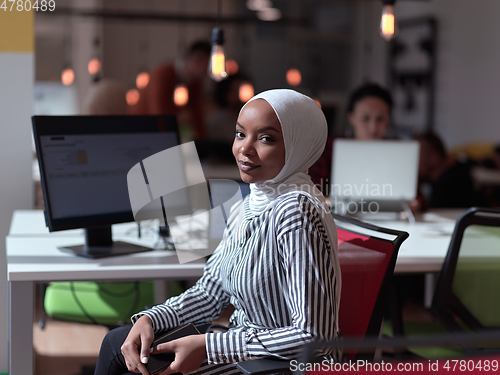 Image of African muslim businesswoman portrait at office