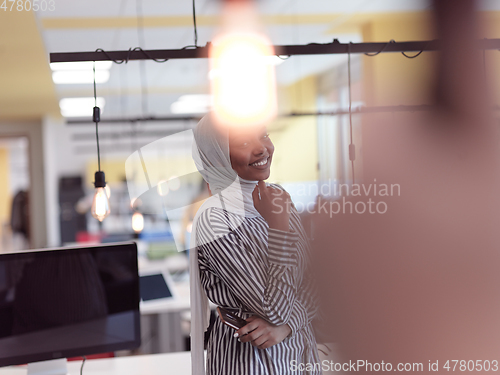 Image of African muslim businesswoman portrait at office