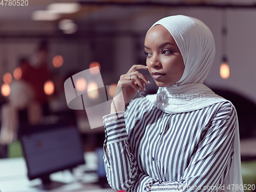 Image of African muslim businesswoman portrait at office