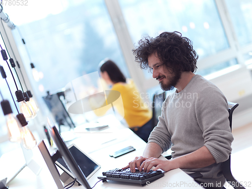 Image of business persong working at modern office