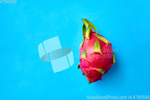 Image of ripe dragon fruit or pitaya on blue background