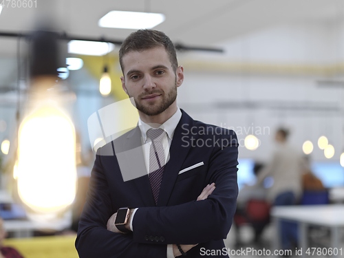 Image of business man portrait at open space startup office