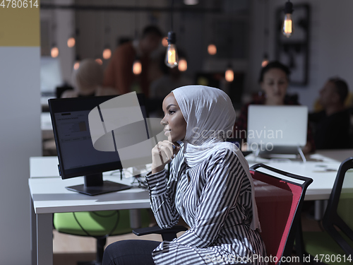 Image of African muslim businesswoman portrait at office