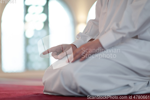 Image of muslim prayer inside the mosque