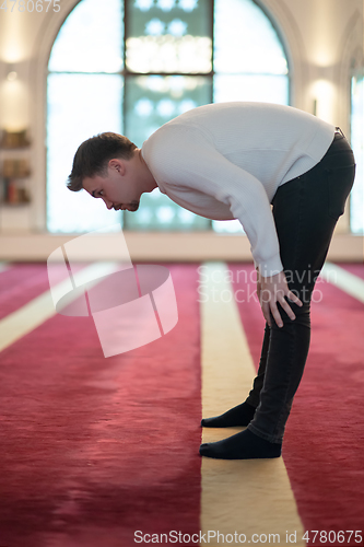 Image of muslim prayer inside the mosque