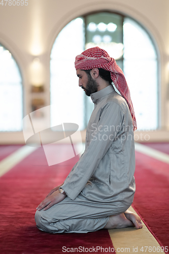 Image of muslim prayer inside the mosque