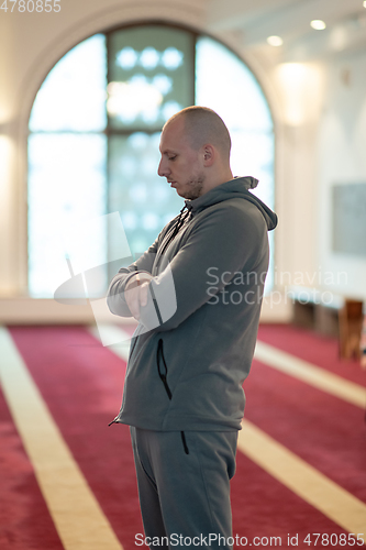 Image of muslim prayer inside the mosque