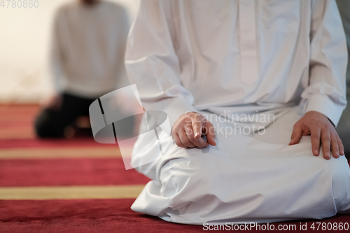 Image of muslim prayer inside the mosque