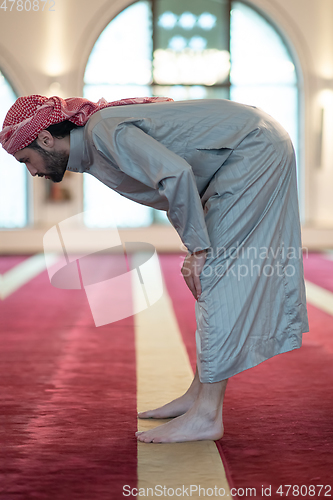 Image of muslim prayer inside the mosque