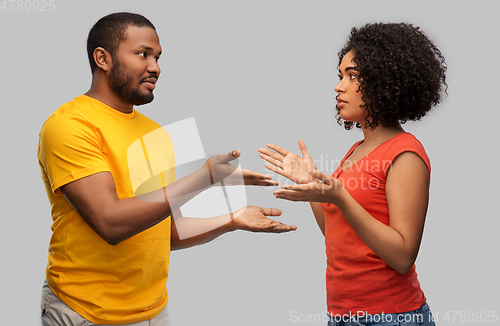 Image of african american couple having argument