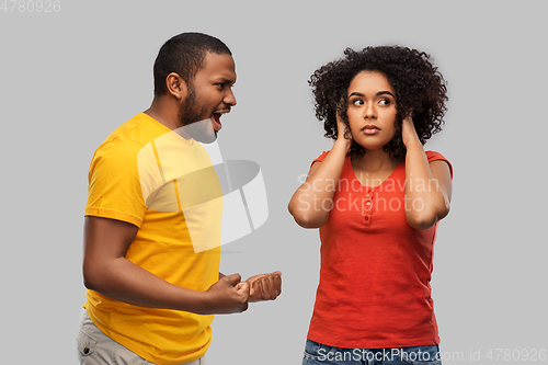 Image of african american couple having argument