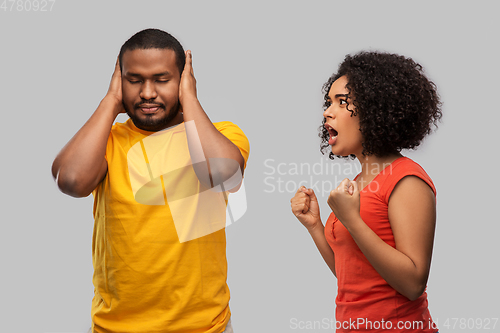 Image of african american couple having argument