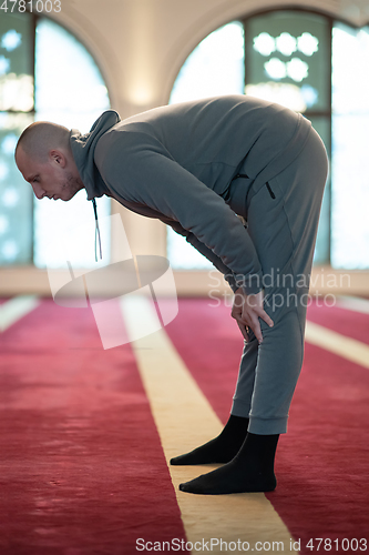 Image of muslim prayer inside the mosque