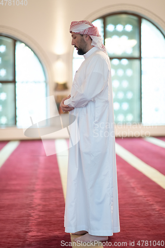 Image of muslim prayer inside the mosque