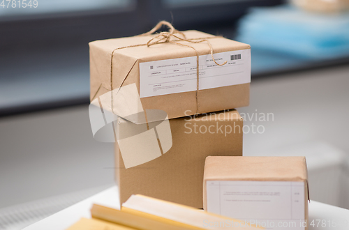 Image of close up of parcel boxes at post office