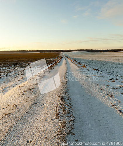 Image of Ruts on a snow-covered road