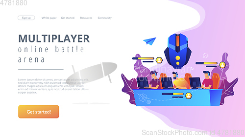 Image of Multiplayer online battle arena concept landing page.