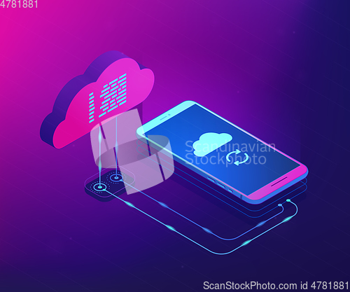 Image of Cloud connection isometric 3D concept illustration.