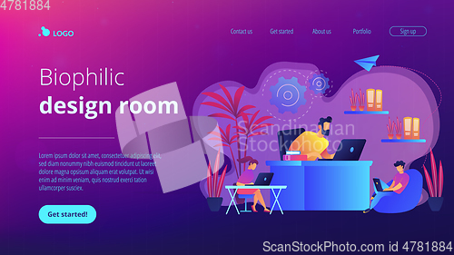 Image of Biophilic design in workspace concept landing page.