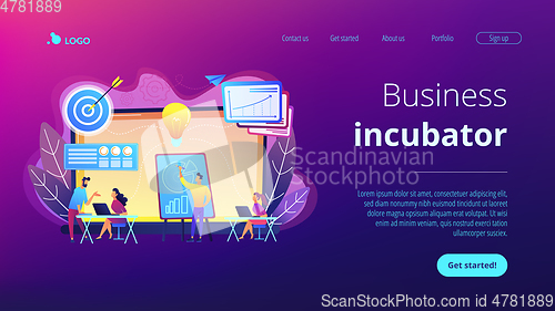 Image of Business incubator concept landing page.