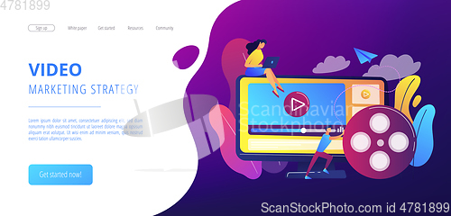 Image of Video content marketing concept landing page.