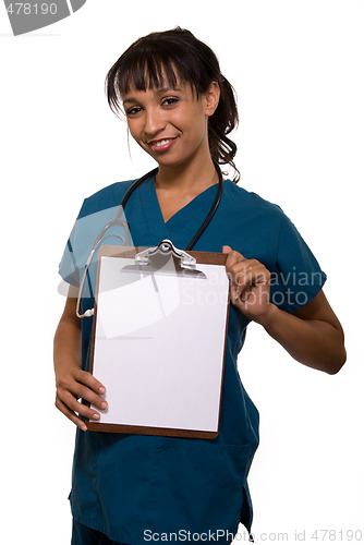 Image of Nurse holding up blank chart