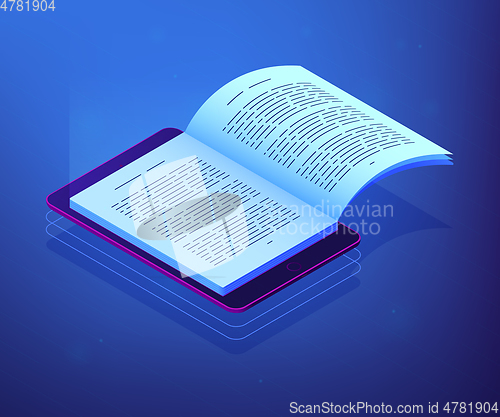 Image of Digital reading isometric 3D concept illustration.