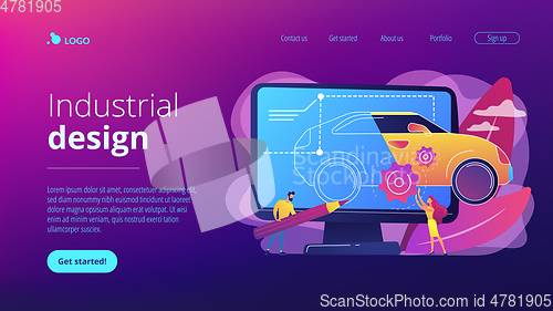 Image of Industrial design concept landing page.