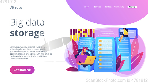 Image of Big data storage concept landing page.