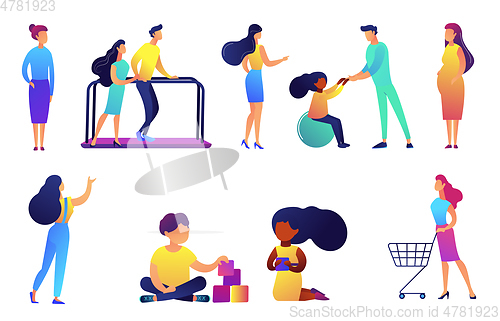 Image of Children rehabilitation and education centre vector illustrations set.