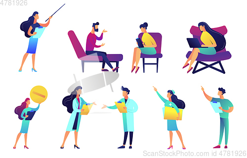 Image of Professional doctors and nurses vector illustrations set.