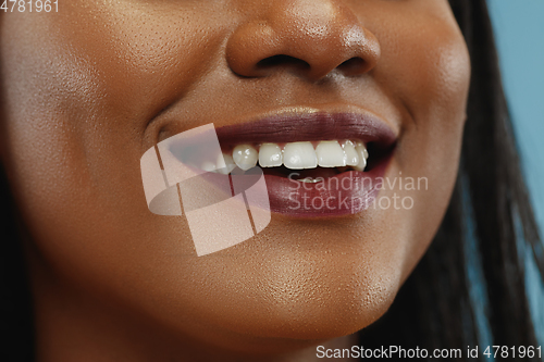 Image of African-american young woman\'s close up portrait