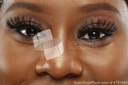 Image of African-american young woman\'s close up portrait