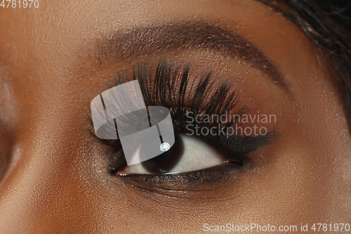 Image of African-american young woman\'s close up portrait