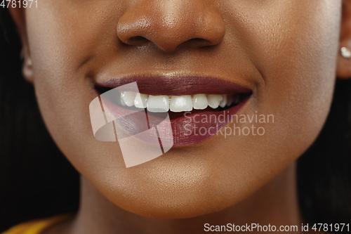 Image of African-american young woman\'s close up portrait