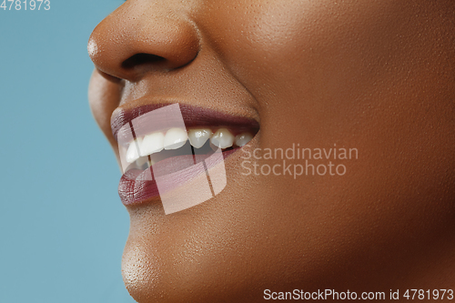 Image of African-american young woman\'s close up portrait