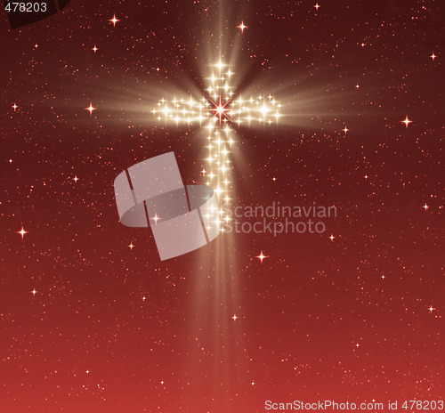 Image of christian cross in stars