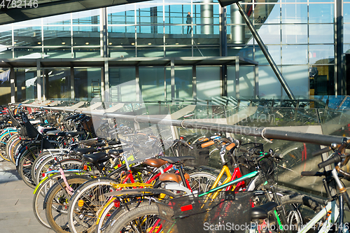 Image of Bicycles parking airport Copenhagen Denmark