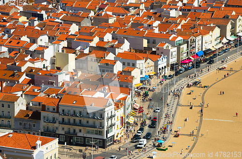 Image of Aerial Skyline town Nazare, Portugal