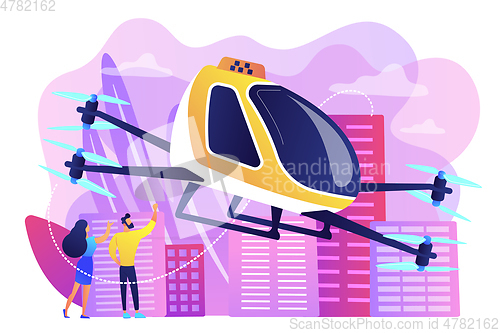 Image of Aerial taxi service concept vector illustration.