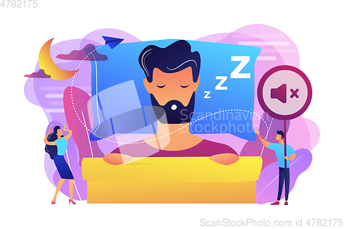 Image of Night snoring concept vector illustration.