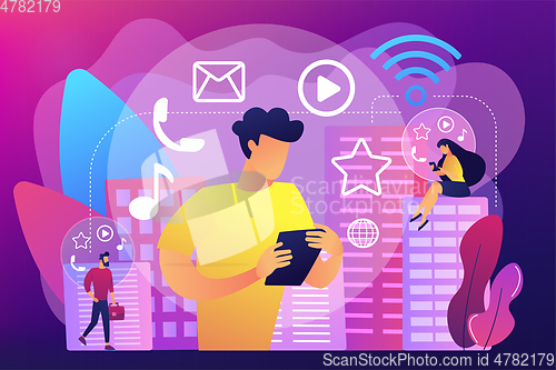 Image of Connected living concept vector illustration.