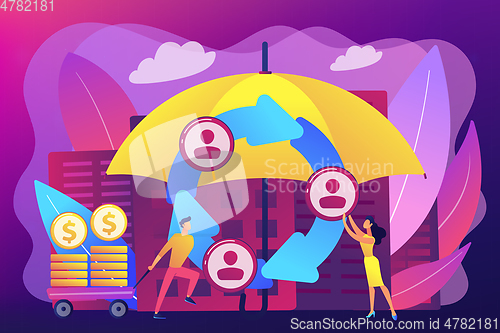 Image of Peer-to-Peer insurance concept vector illustration.