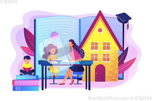 Image of Home schooling concept vector illustration.