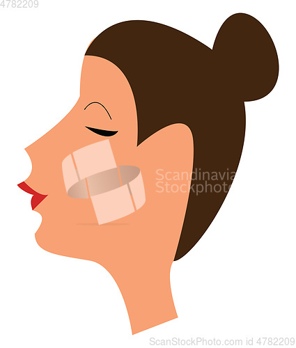 Image of Lady with her hair tied up vector or color illustration