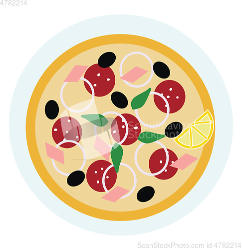Image of A slice of Italian pie called pizza with various toppings vector