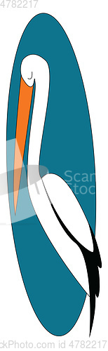 Image of Simple stork in blue elipse vector illustration on white backgro
