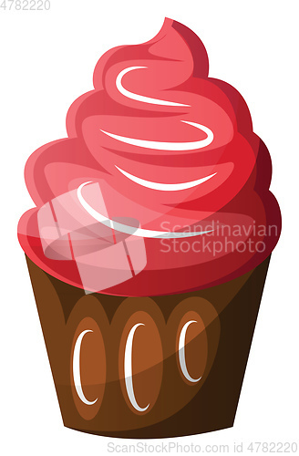 Image of Chocolate cupcake with red icingillustration vector on white bac