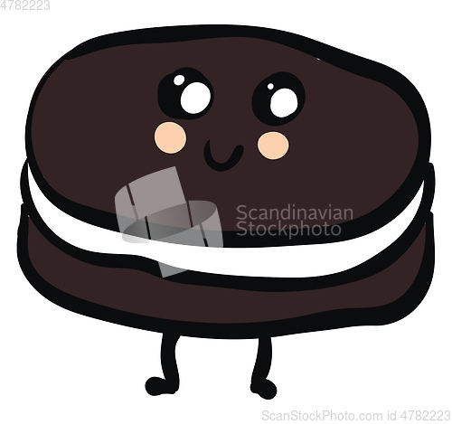 Image of Cute smiling brown and white oreo vector illustration on white b